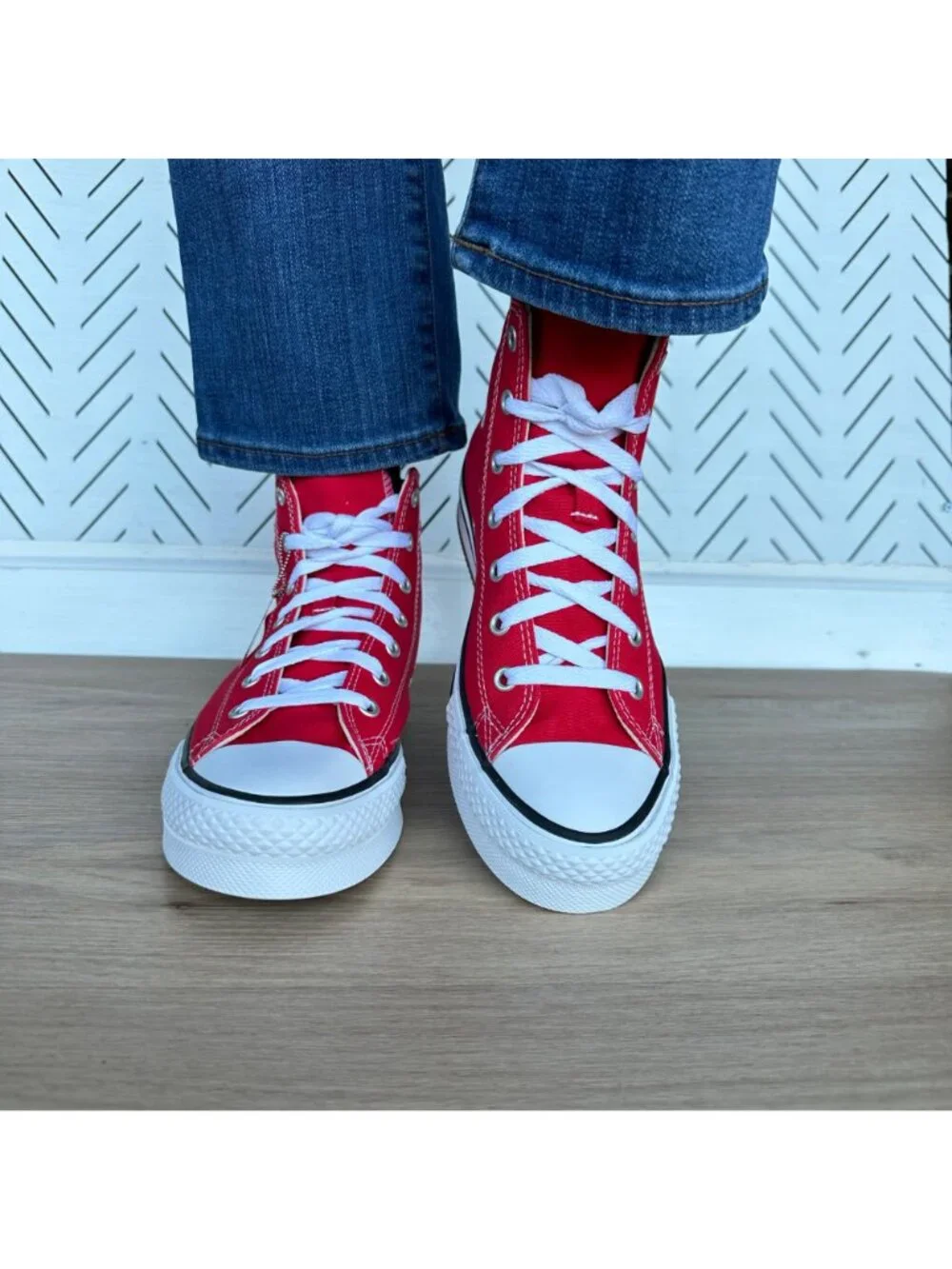 Converse Chuck Taylor EVA Lift Hi Platform 6 Big Kids Shoes Red Sneaker A08425C